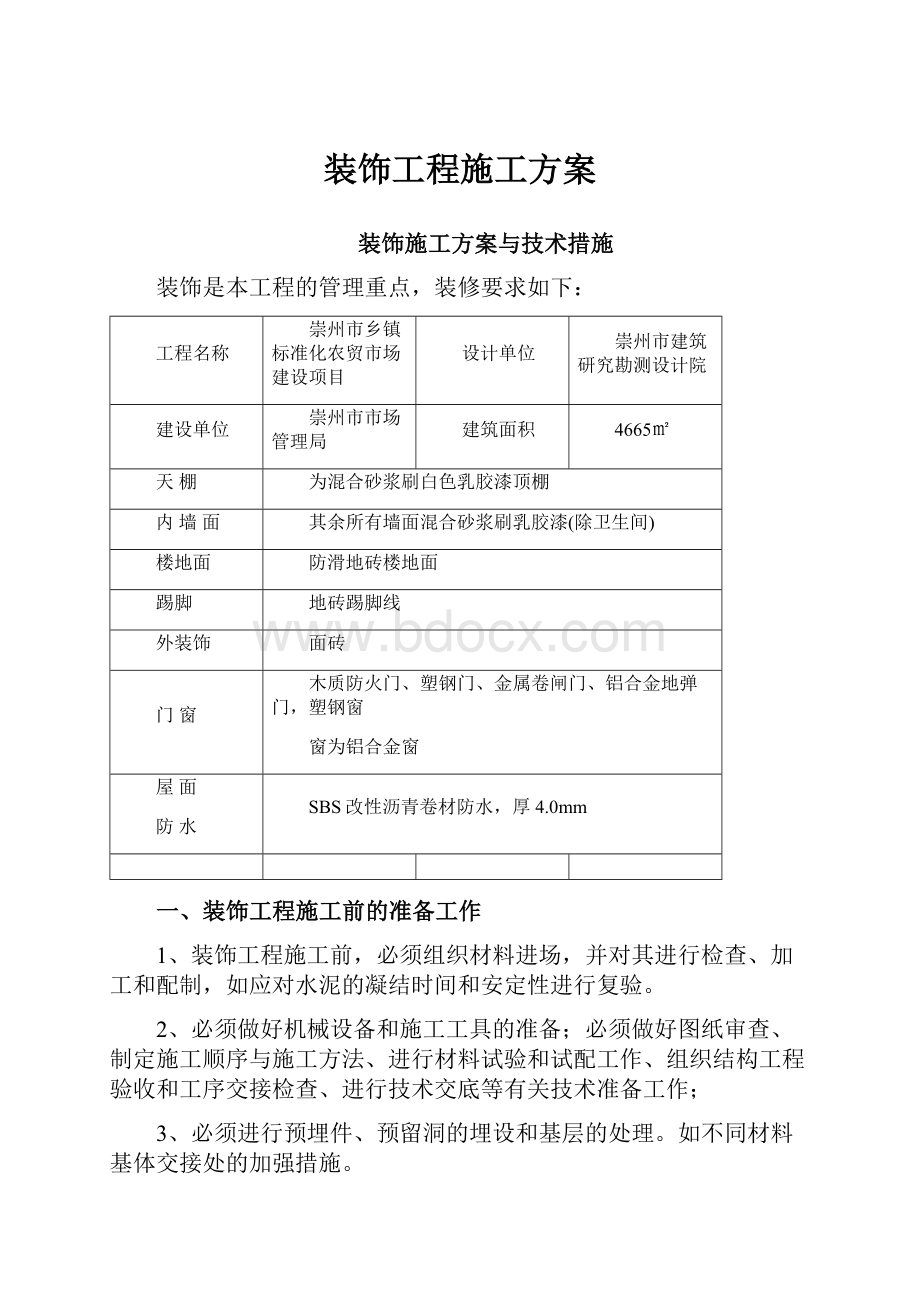 装饰工程施工方案.docx