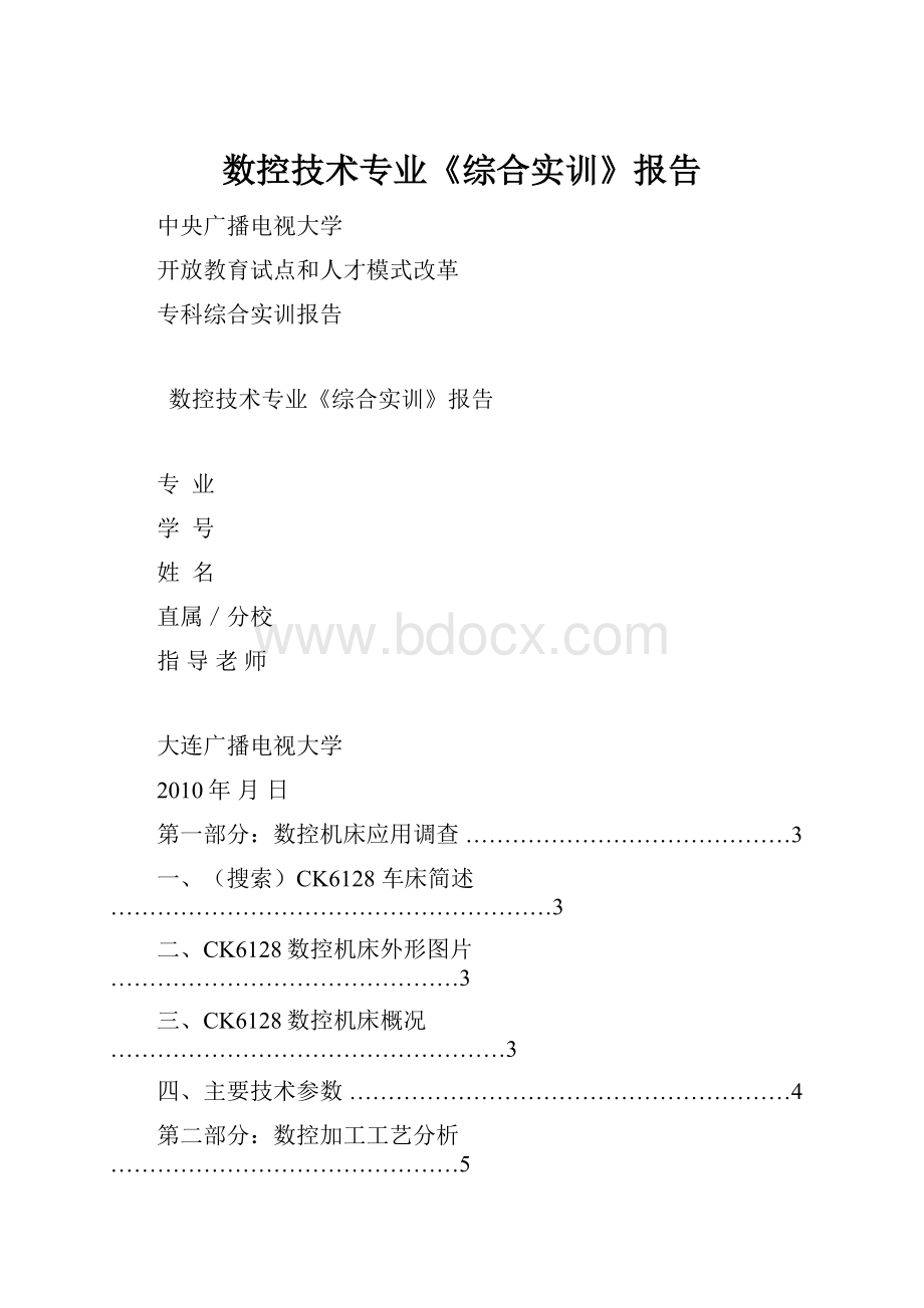 数控技术专业《综合实训》报告.docx_第1页