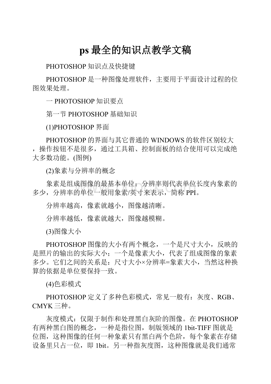 ps最全的知识点教学文稿.docx