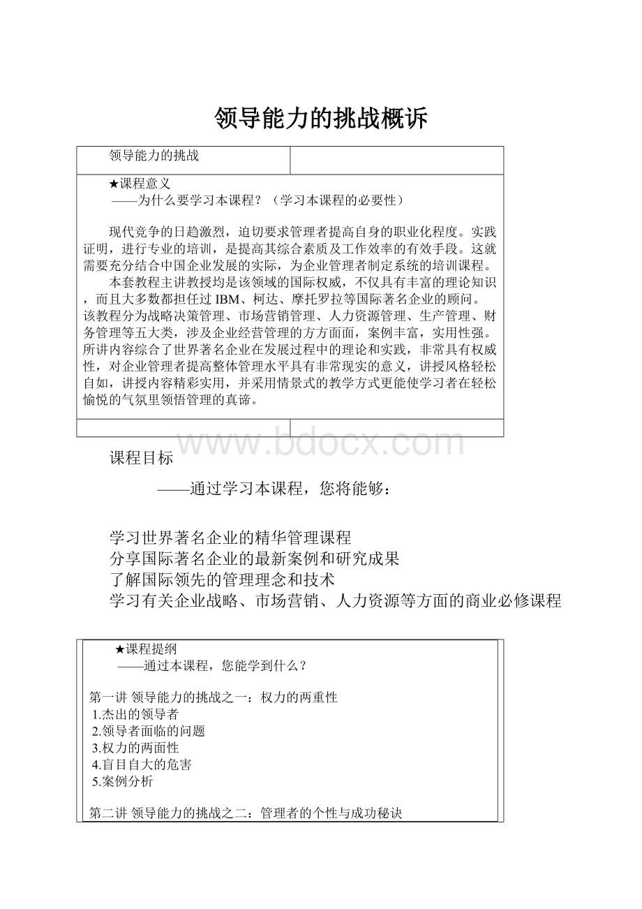 领导能力的挑战概诉.docx