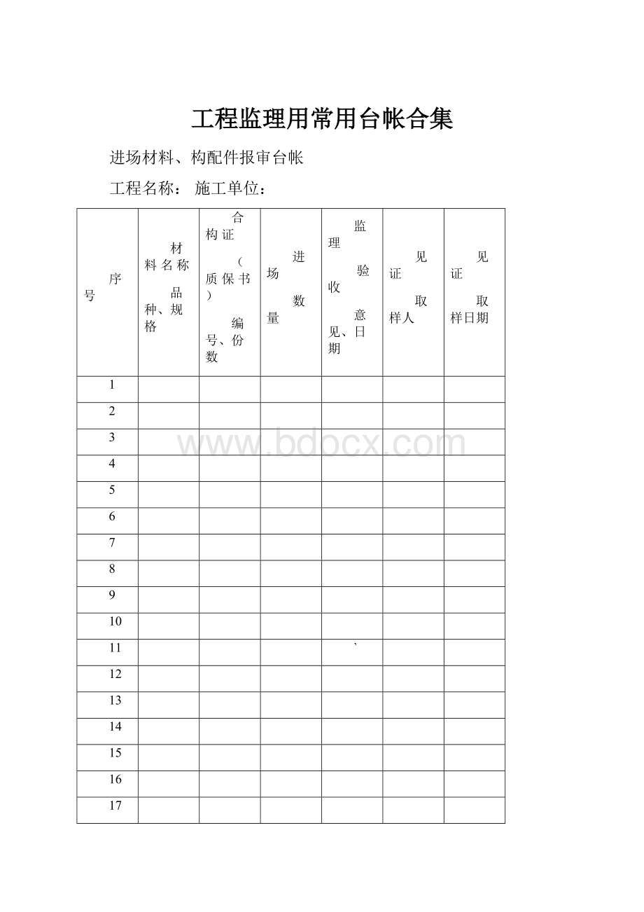 工程监理用常用台帐合集.docx