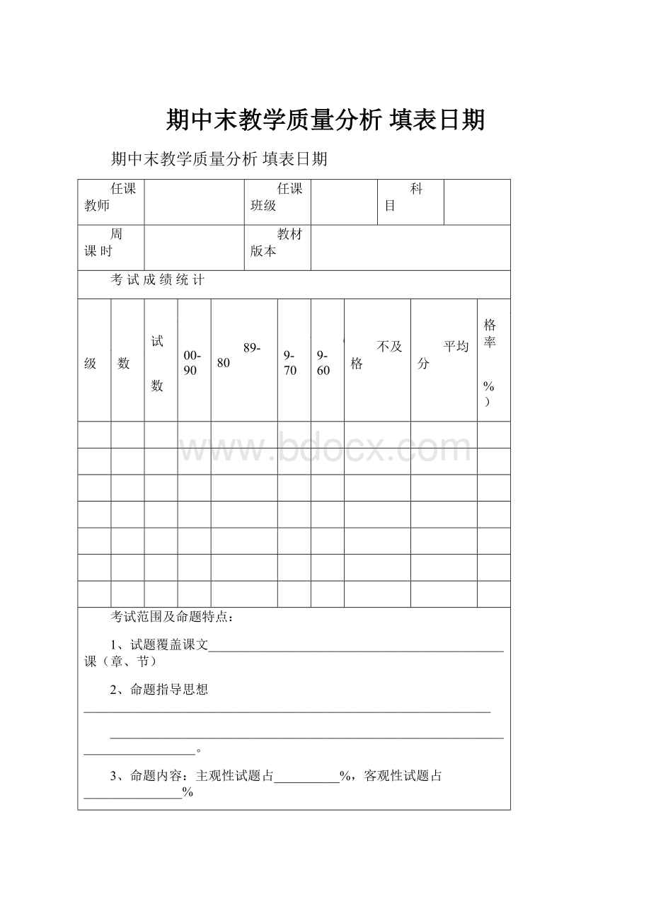 期中末教学质量分析填表日期.docx_第1页