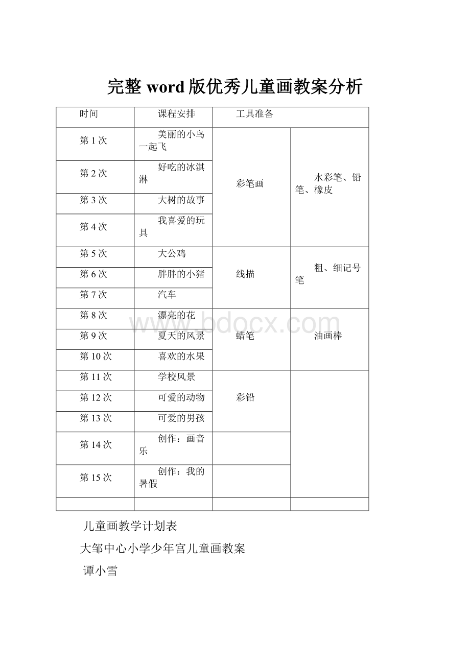 完整word版优秀儿童画教案分析.docx_第1页