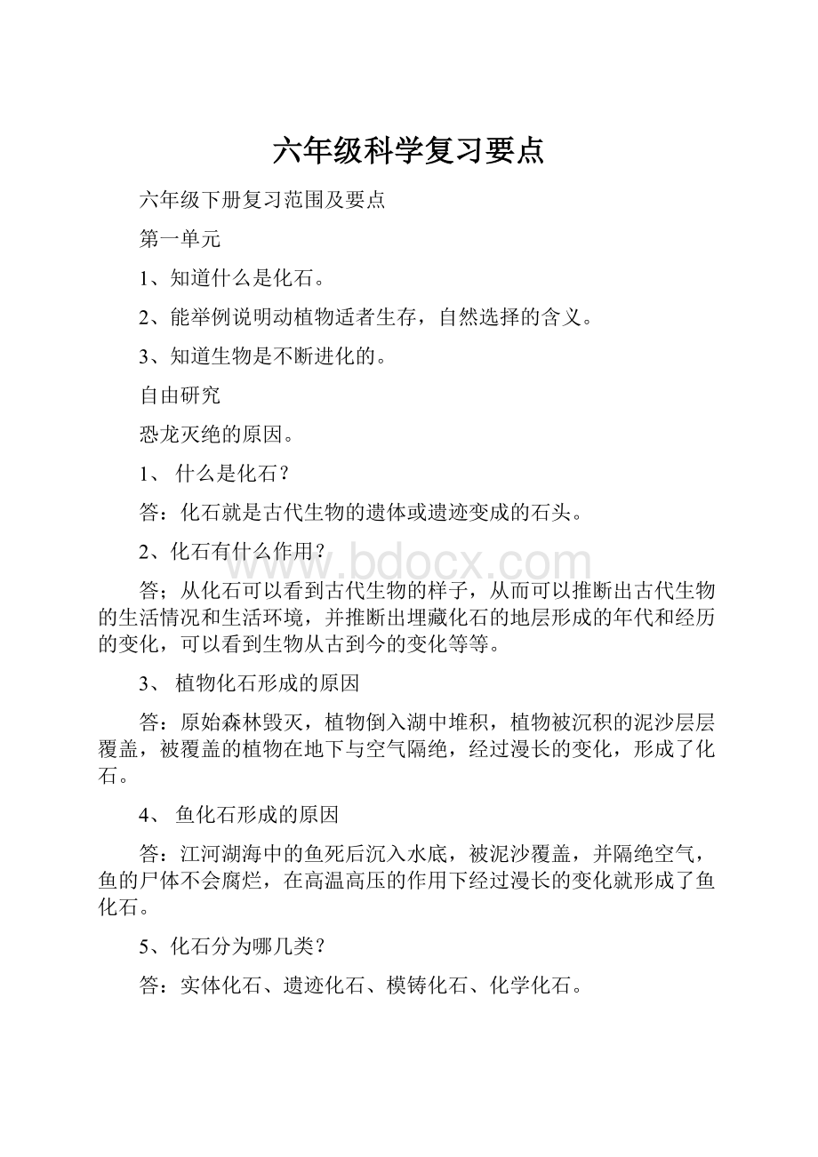 六年级科学复习要点.docx_第1页