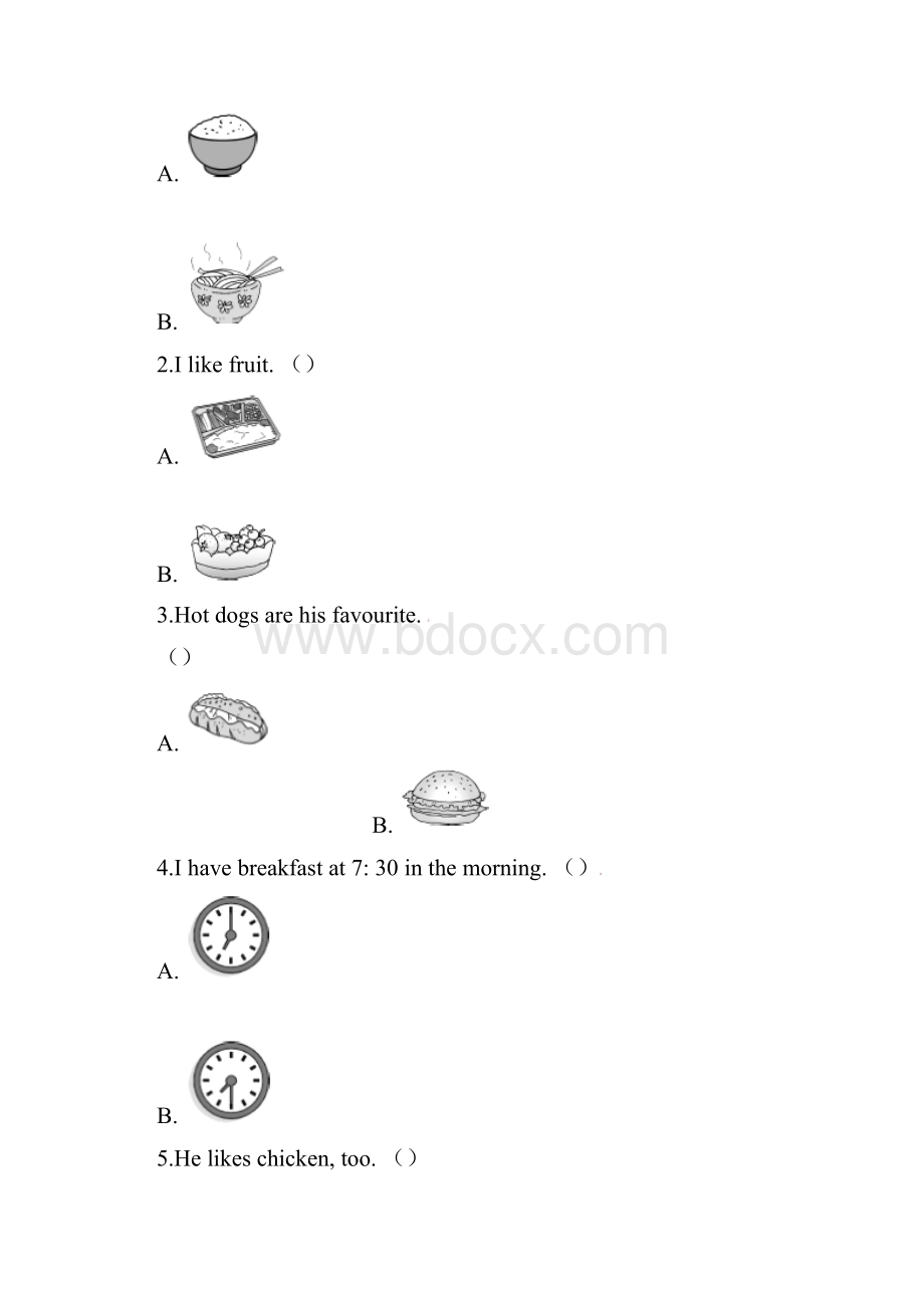 冀教版三起英语四下Unit4 Lesson21 My Favourite Food作业设计.docx_第2页