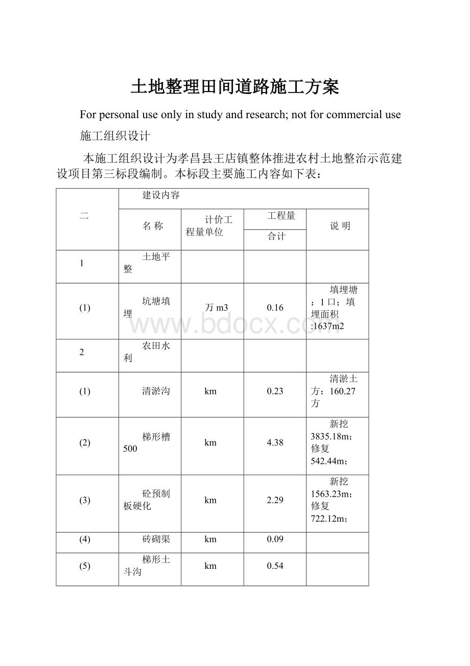 土地整理田间道路施工方案.docx_第1页