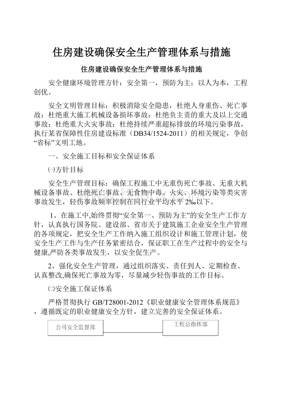 住房建设确保安全生产管理体系与措施.docx_第1页