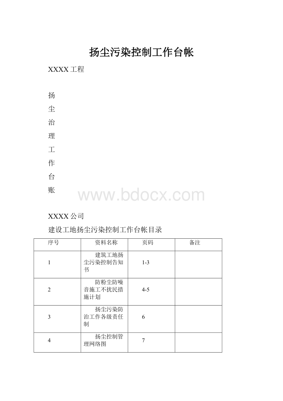 扬尘污染控制工作台帐.docx