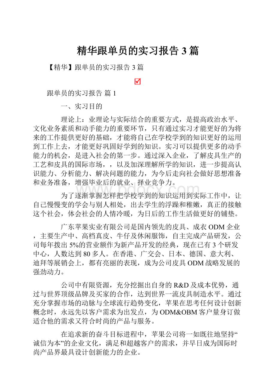 精华跟单员的实习报告3篇.docx