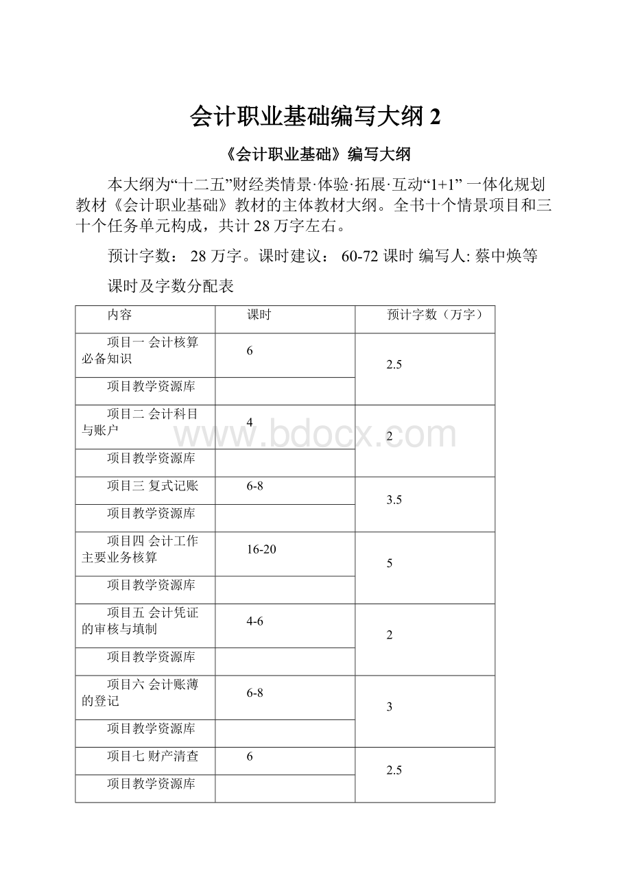 会计职业基础编写大纲2.docx