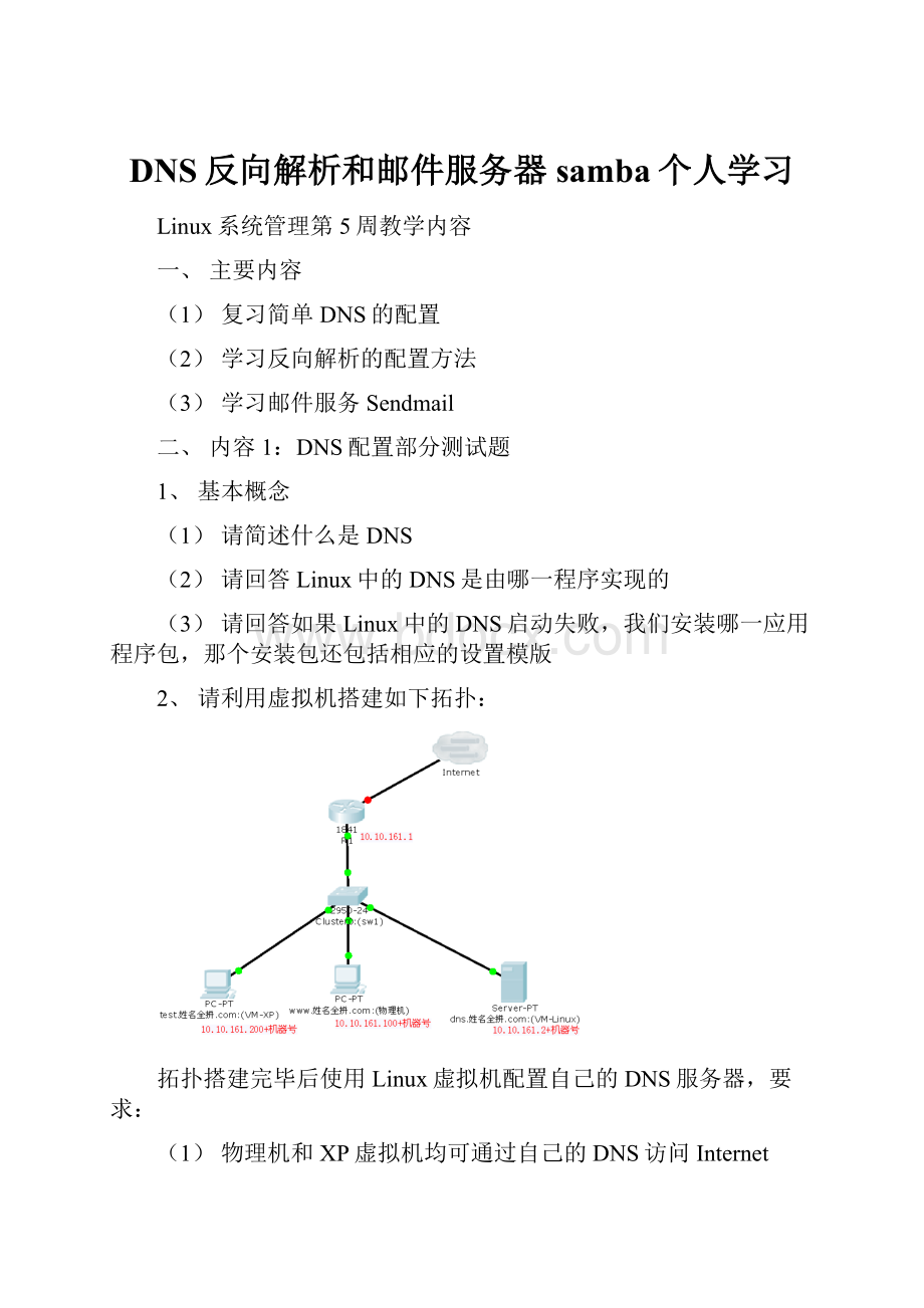 DNS反向解析和邮件服务器samba个人学习.docx_第1页