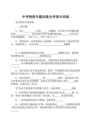 中考物理专题训练光学部分训练.docx