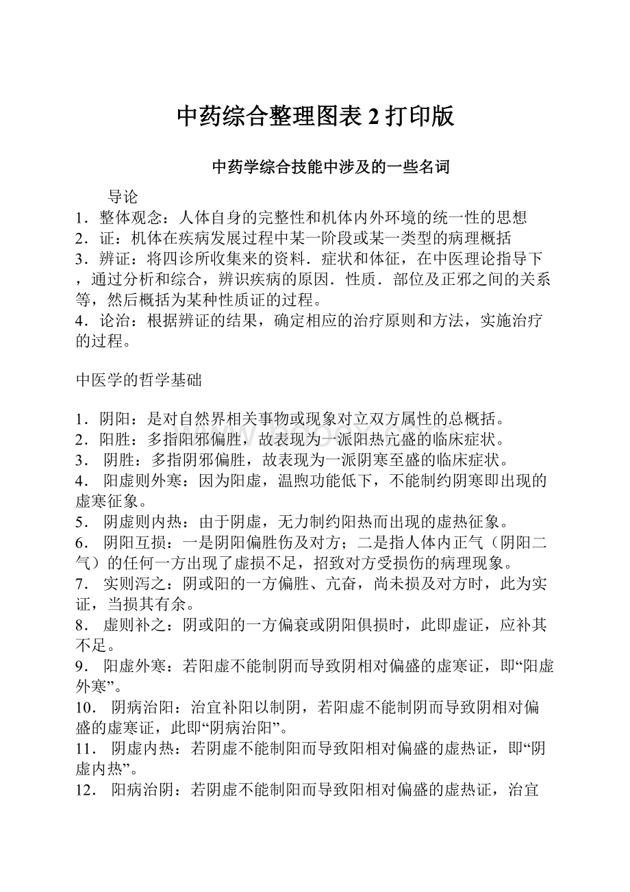 中药综合整理图表 2打印版.docx