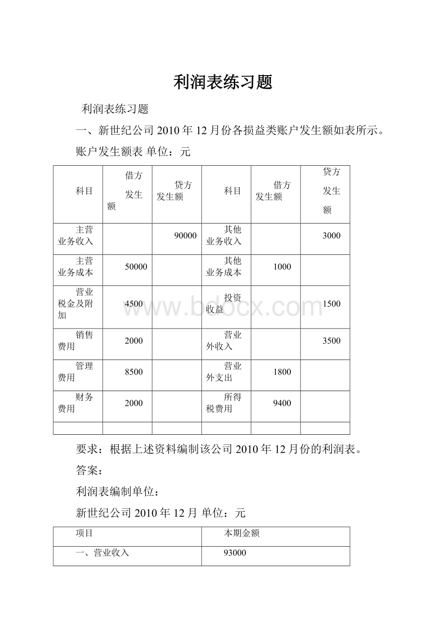 利润表练习题.docx