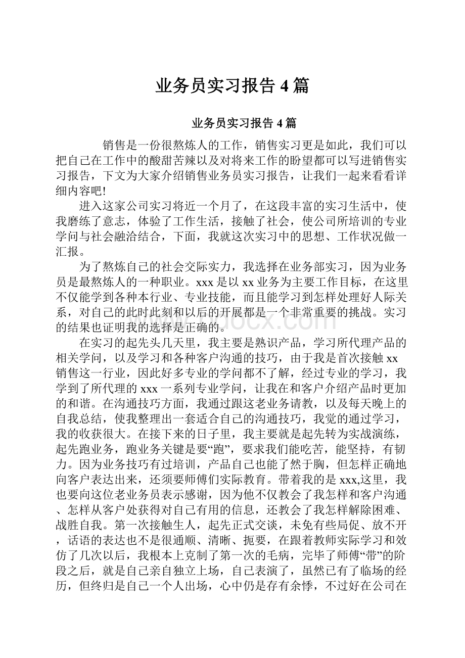 业务员实习报告4篇.docx