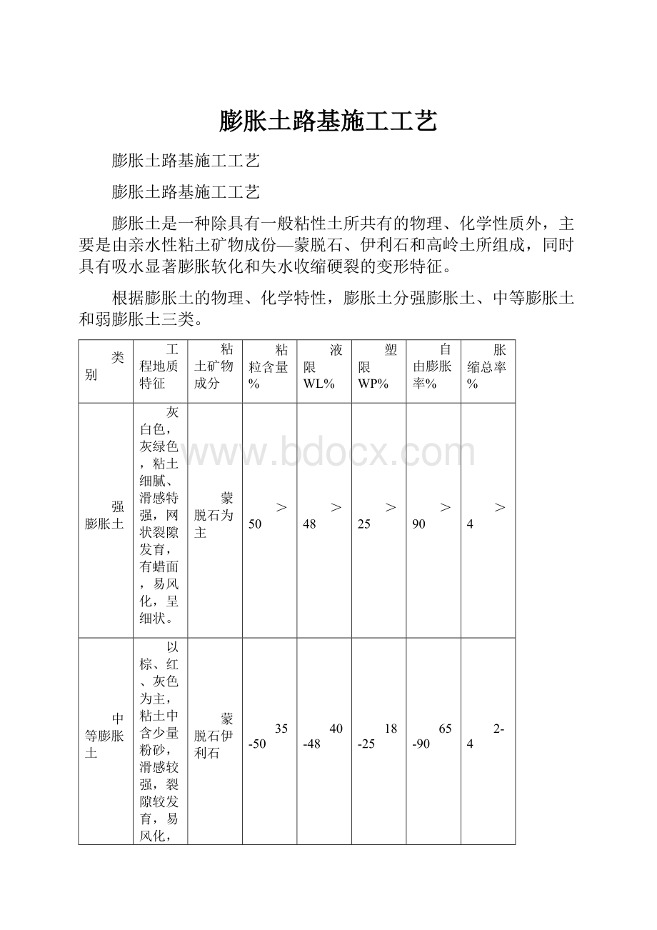 膨胀土路基施工工艺.docx