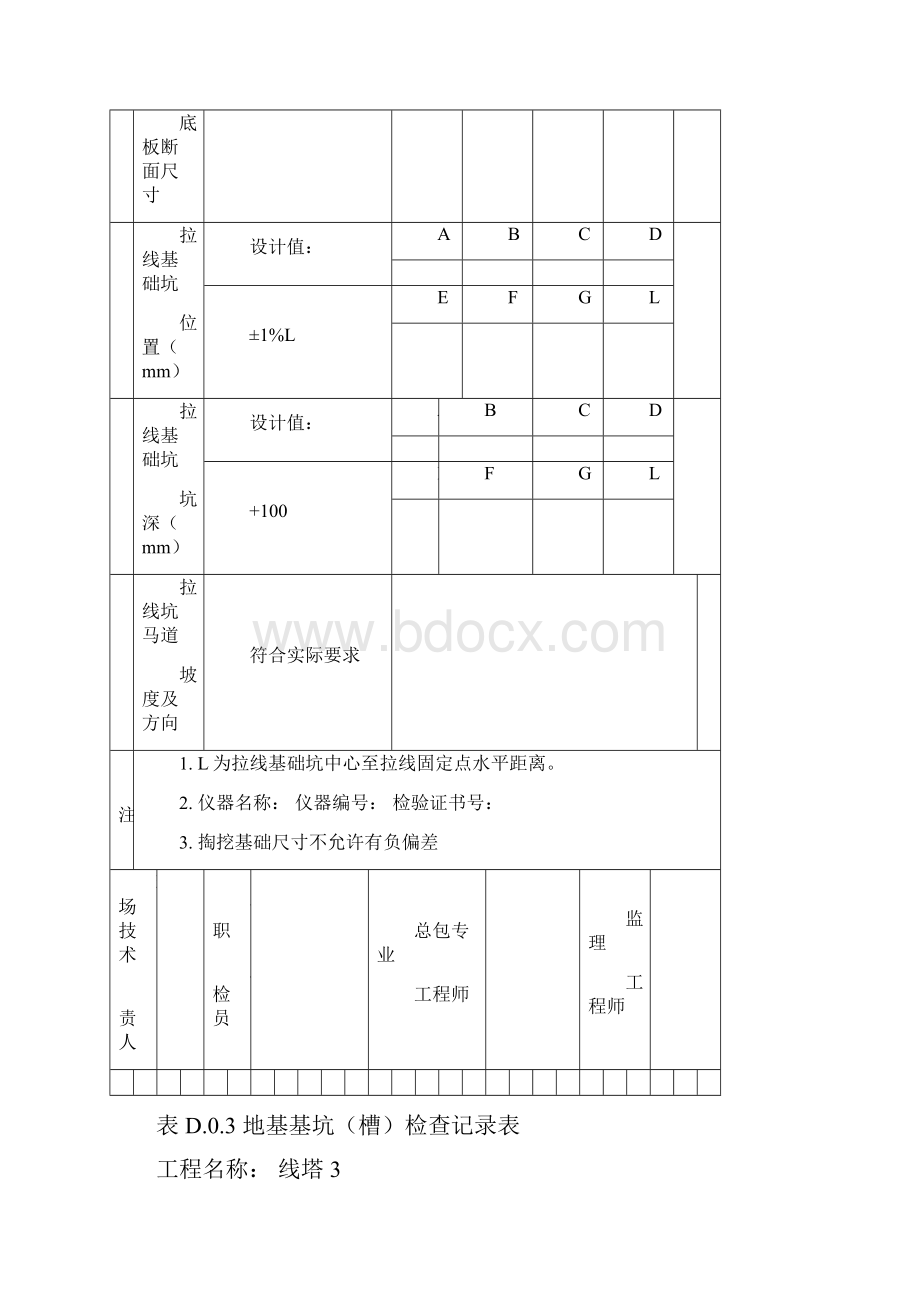 GB50173电气装置安装工程 66kV及以下架空电力线路施工及验收规范 D类表格.docx_第3页