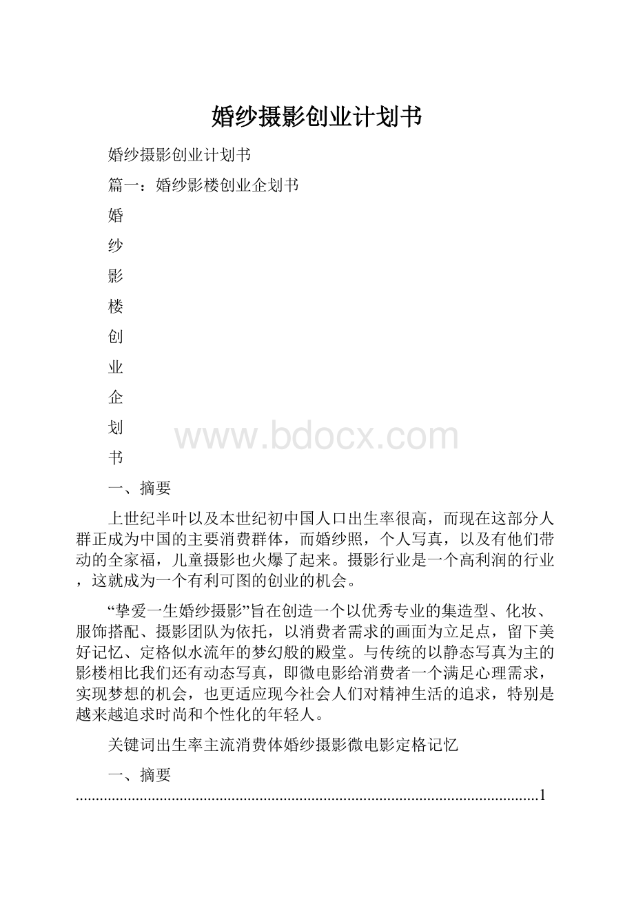 婚纱摄影创业计划书.docx