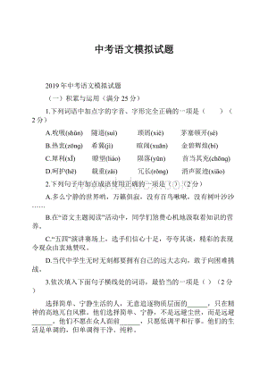 中考语文模拟试题.docx