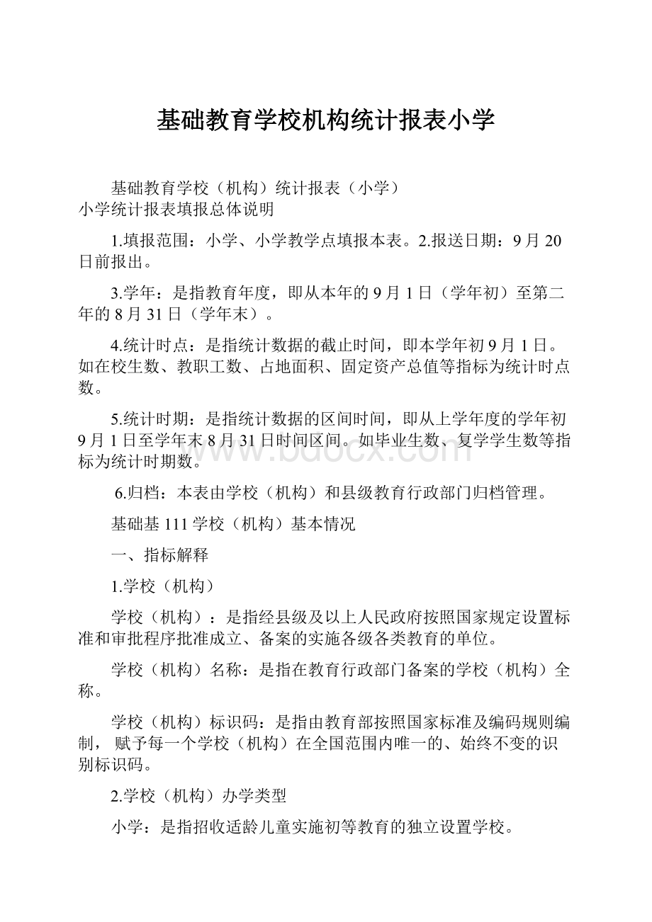 基础教育学校机构统计报表小学.docx