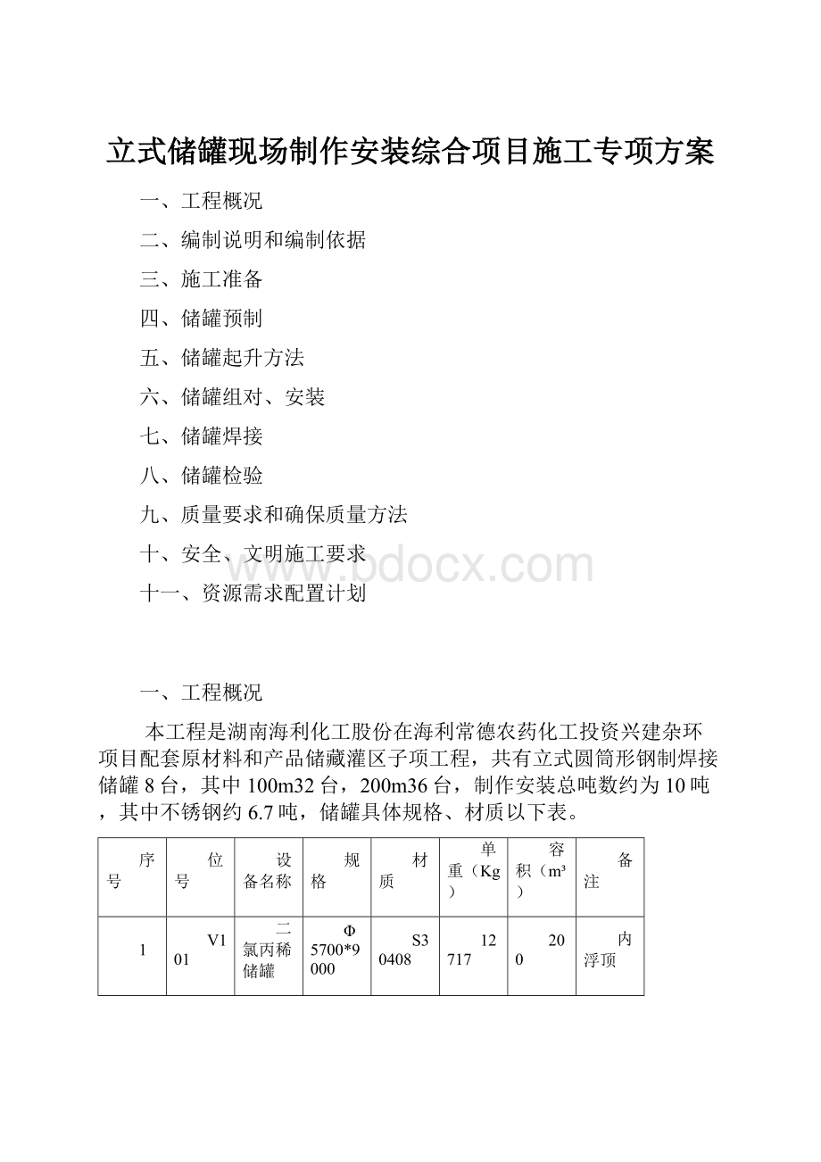 立式储罐现场制作安装综合项目施工专项方案.docx_第1页