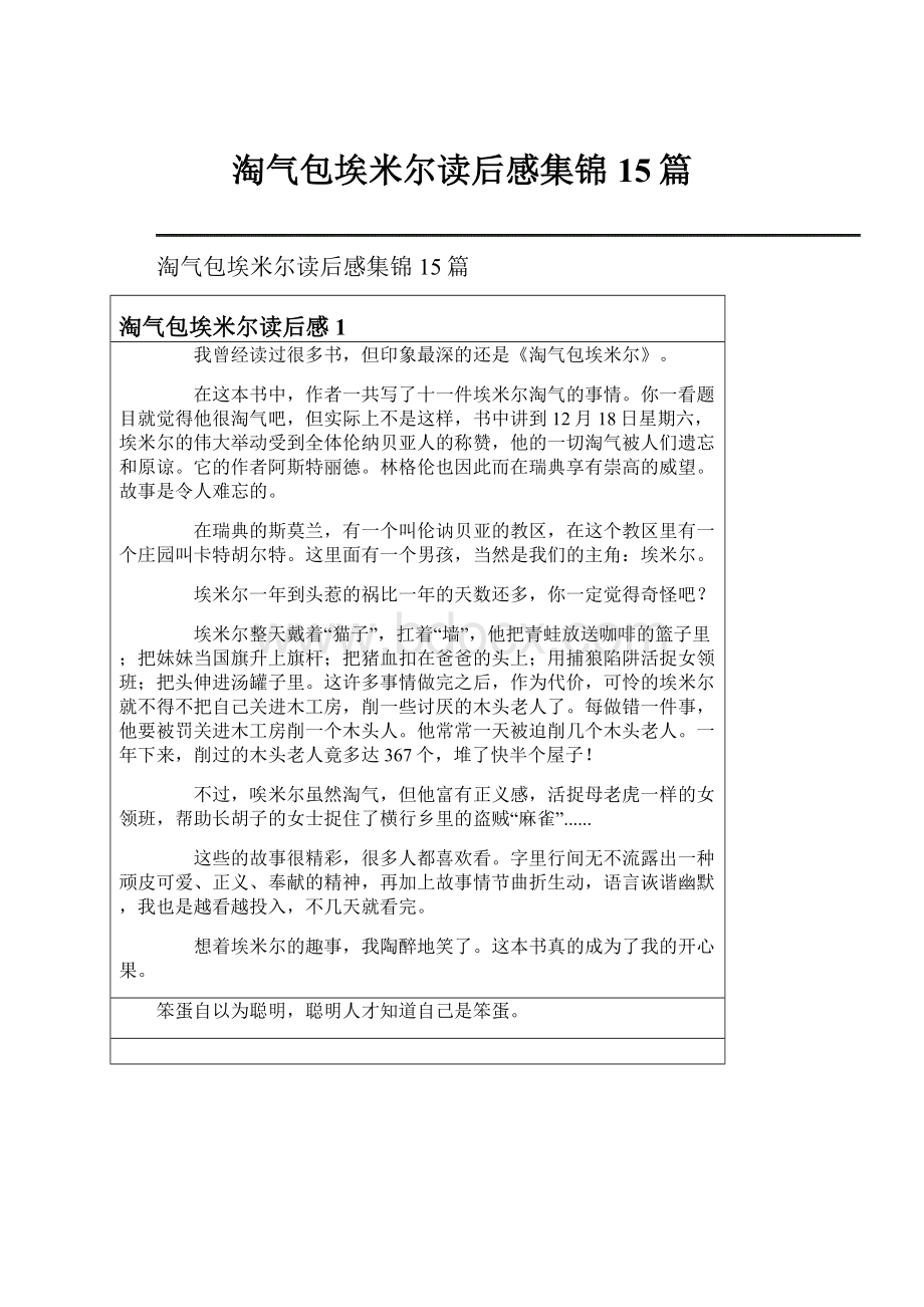 淘气包埃米尔读后感集锦15篇.docx