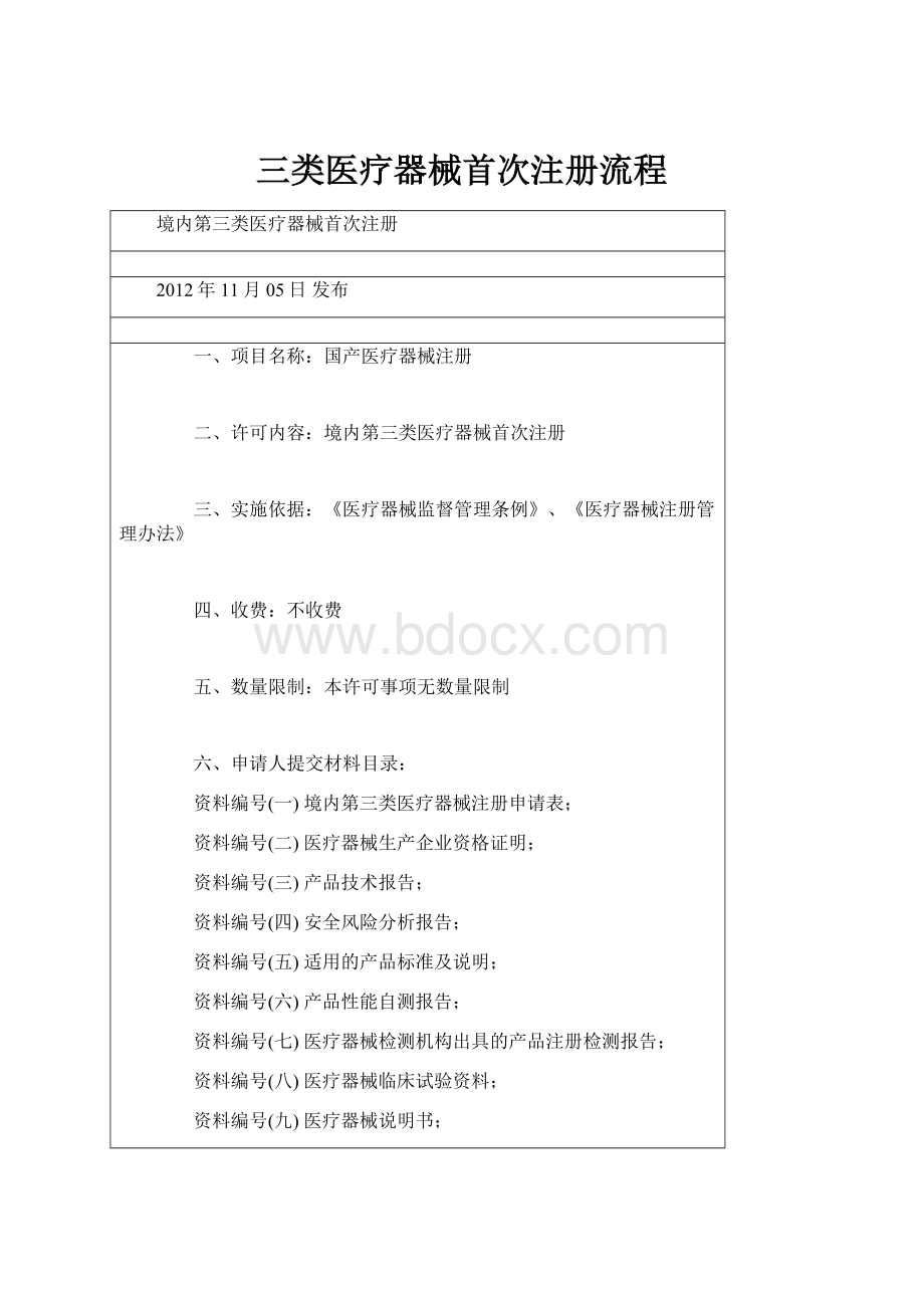 三类医疗器械首次注册流程.docx