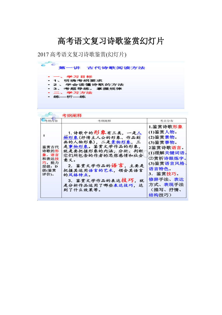 高考语文复习诗歌鉴赏幻灯片.docx