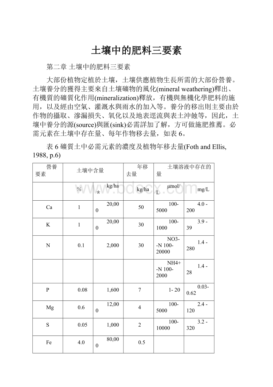 土壤中的肥料三要素.docx