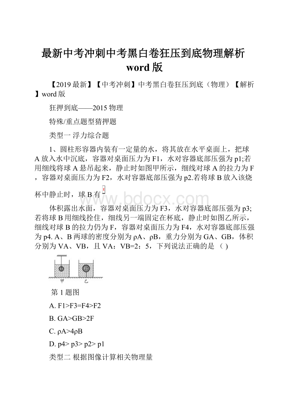 最新中考冲刺中考黑白卷狂压到底物理解析word版.docx