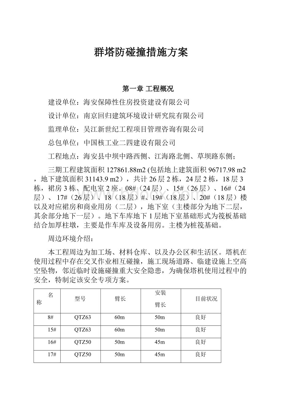 群塔防碰撞措施方案.docx_第1页