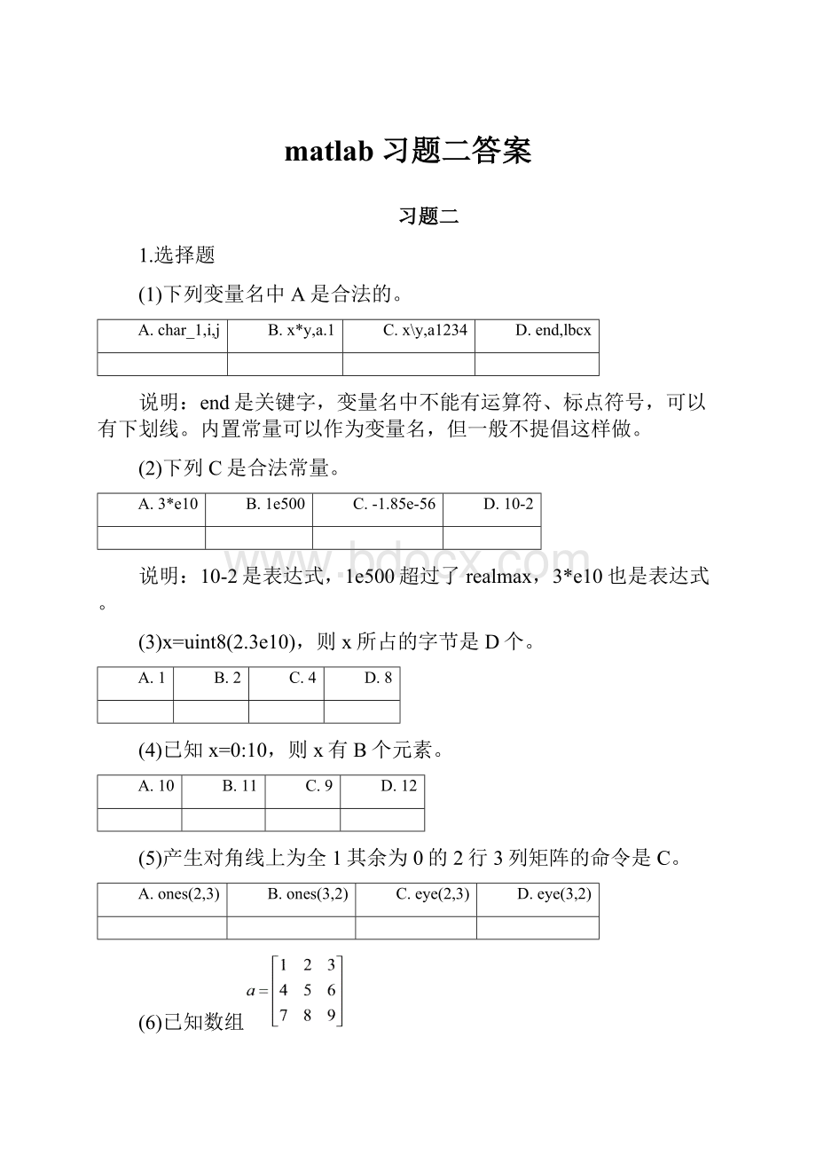 matlab习题二答案.docx