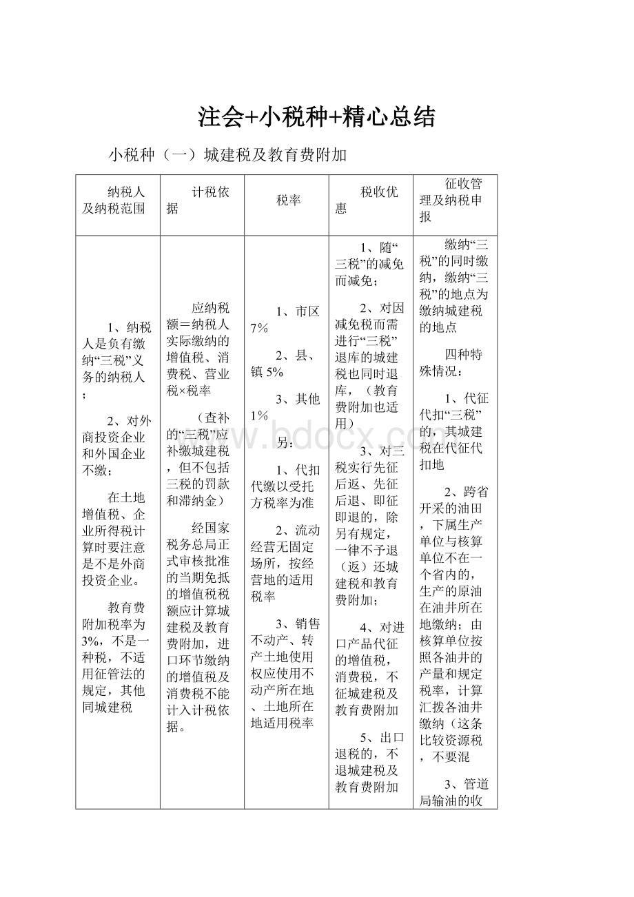 注会+小税种+精心总结.docx_第1页