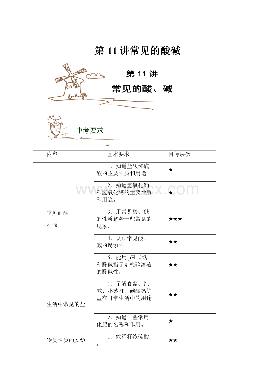 第11讲常见的酸碱.docx_第1页