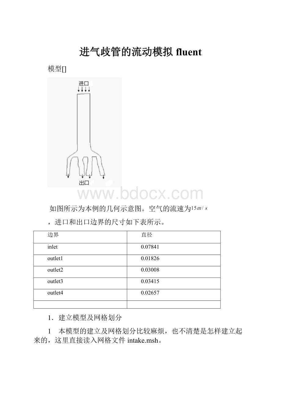 进气歧管的流动模拟fluent.docx