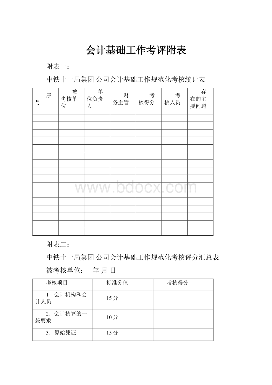 会计基础工作考评附表.docx