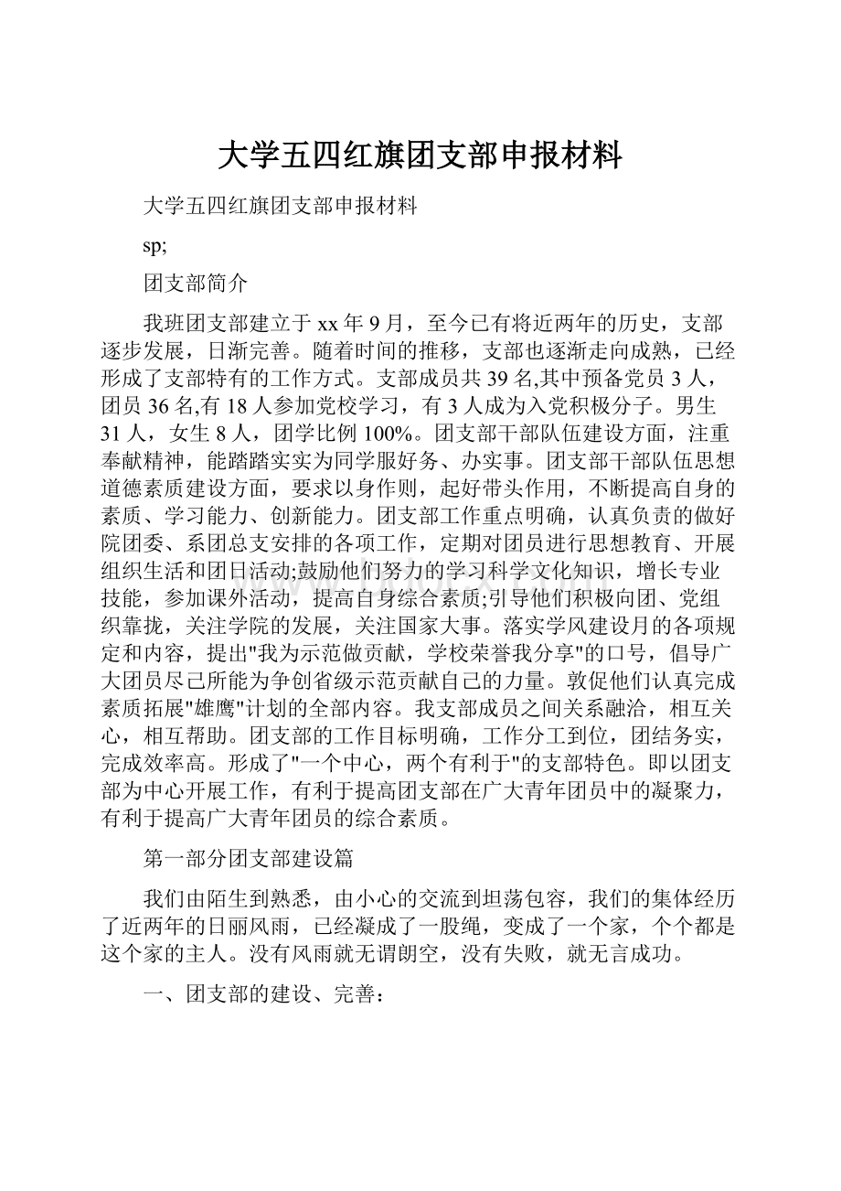 大学五四红旗团支部申报材料.docx_第1页