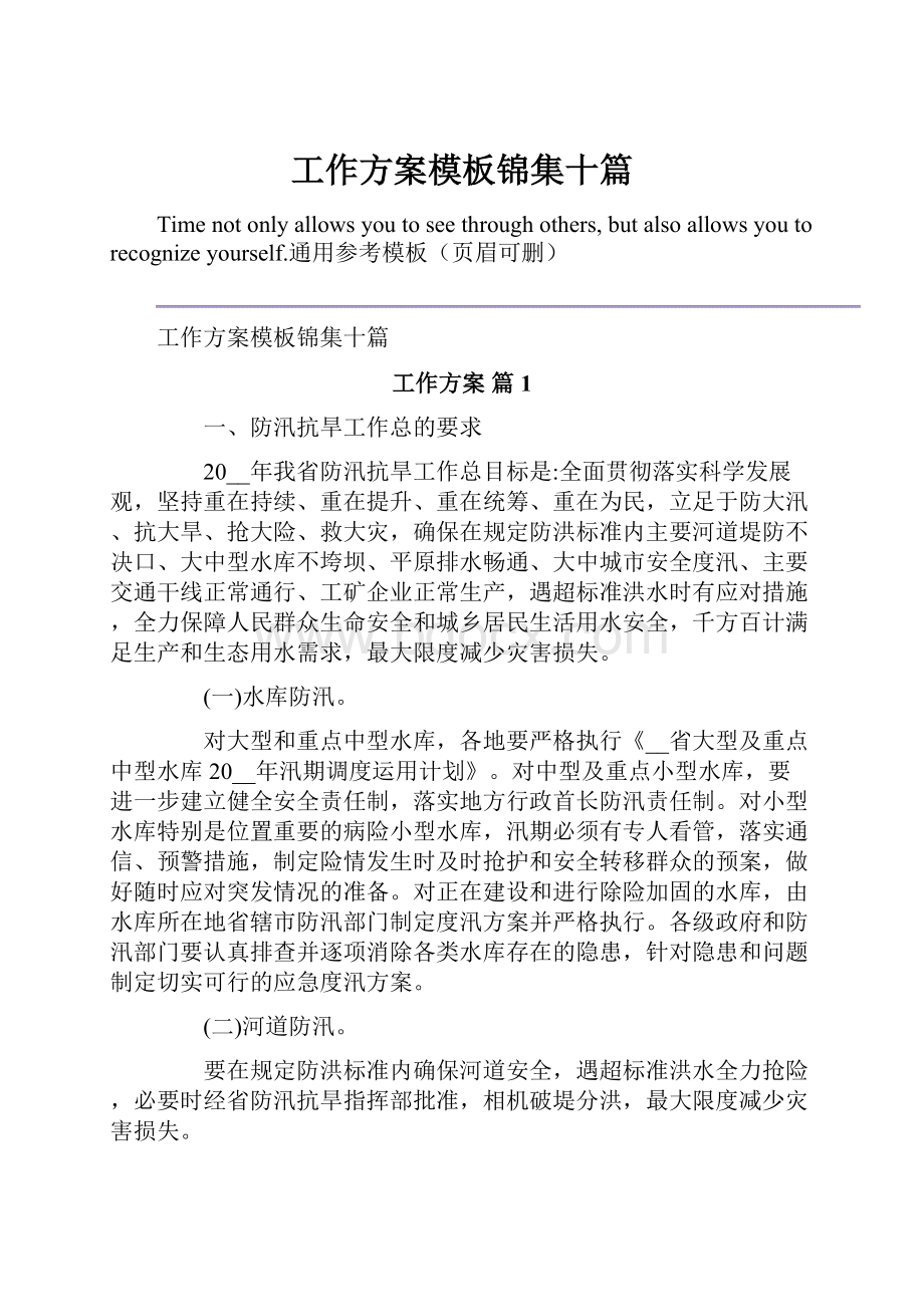 工作方案模板锦集十篇.docx