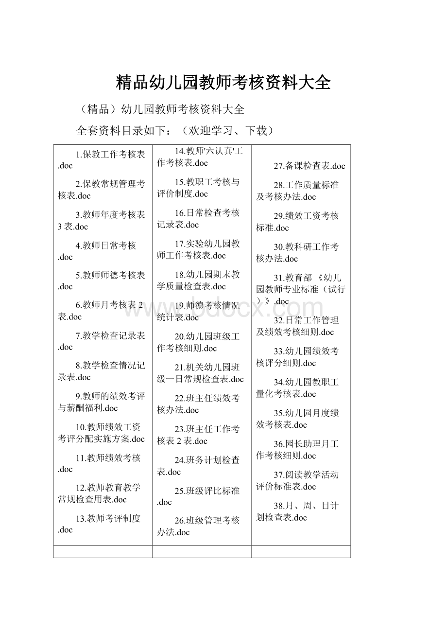 精品幼儿园教师考核资料大全.docx