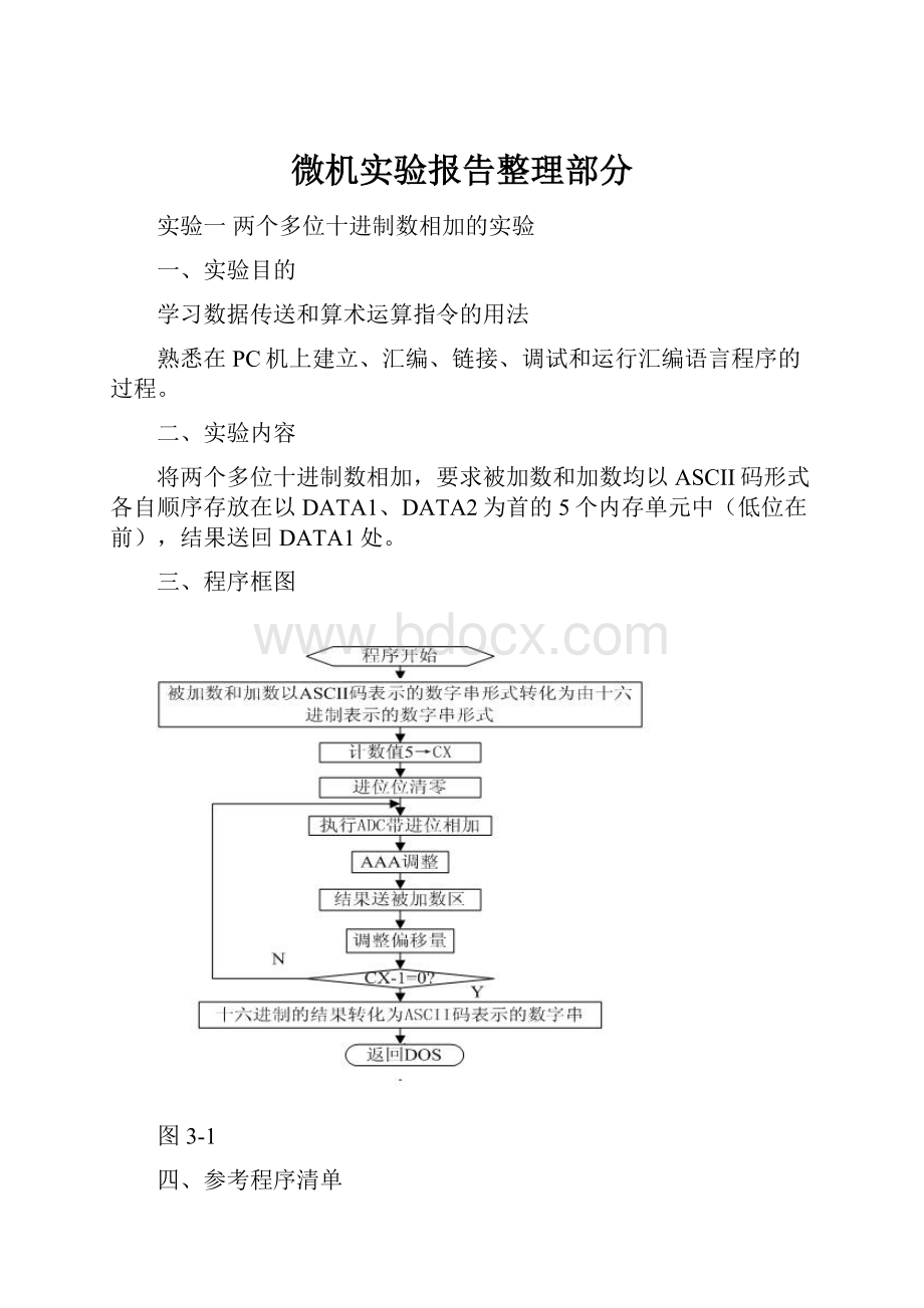 微机实验报告整理部分.docx