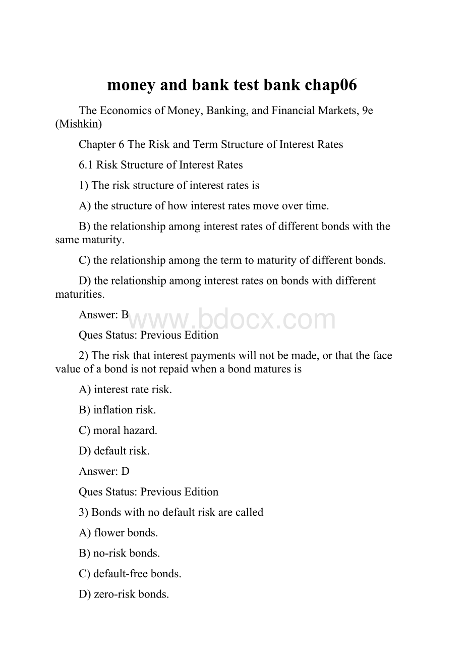 money and bank test bank chap06.docx_第1页