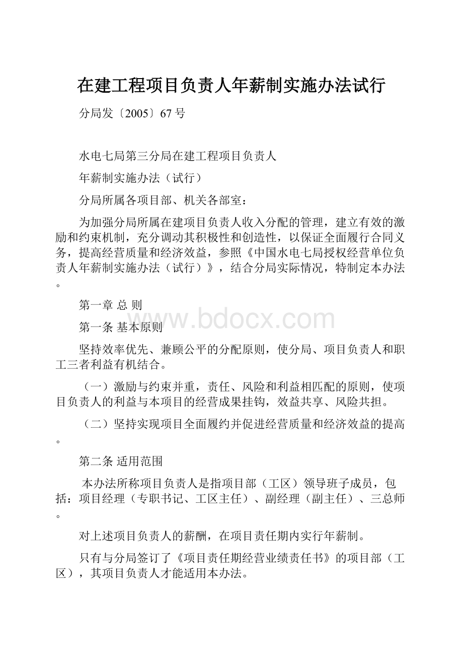 在建工程项目负责人年薪制实施办法试行.docx