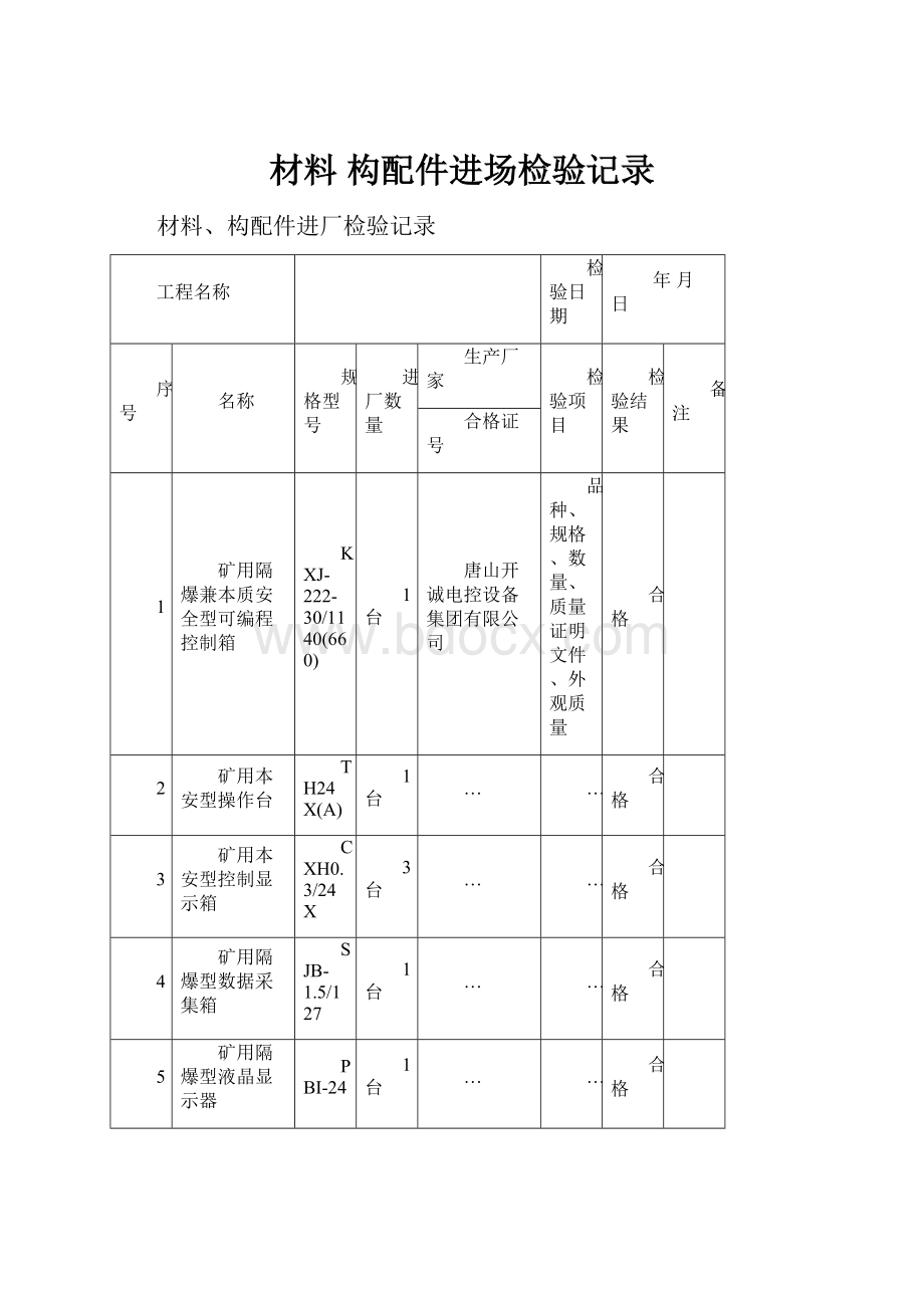 材料 构配件进场检验记录.docx