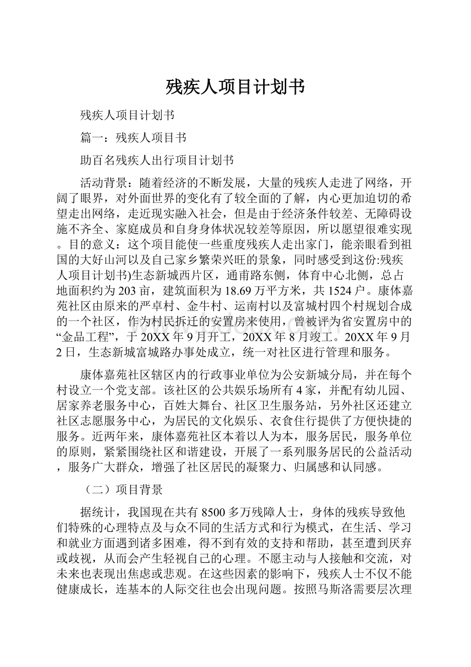 残疾人项目计划书.docx