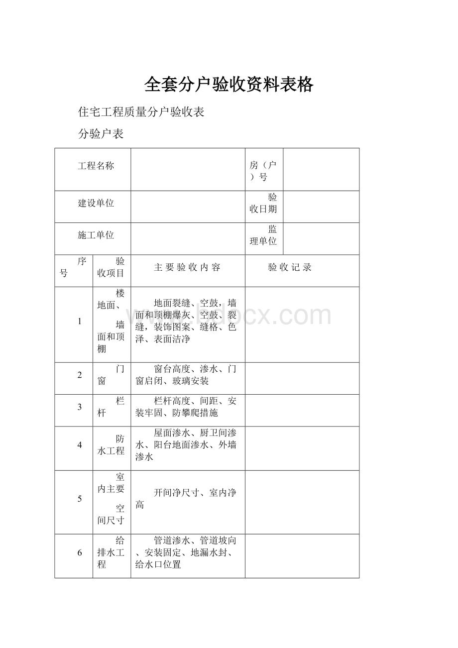 全套分户验收资料表格.docx