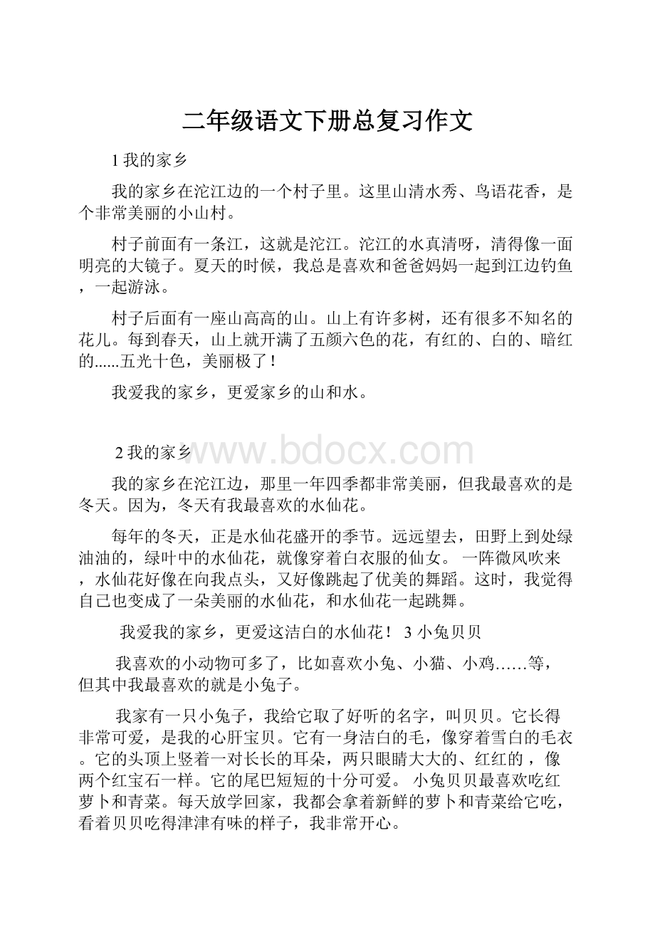 二年级语文下册总复习作文.docx