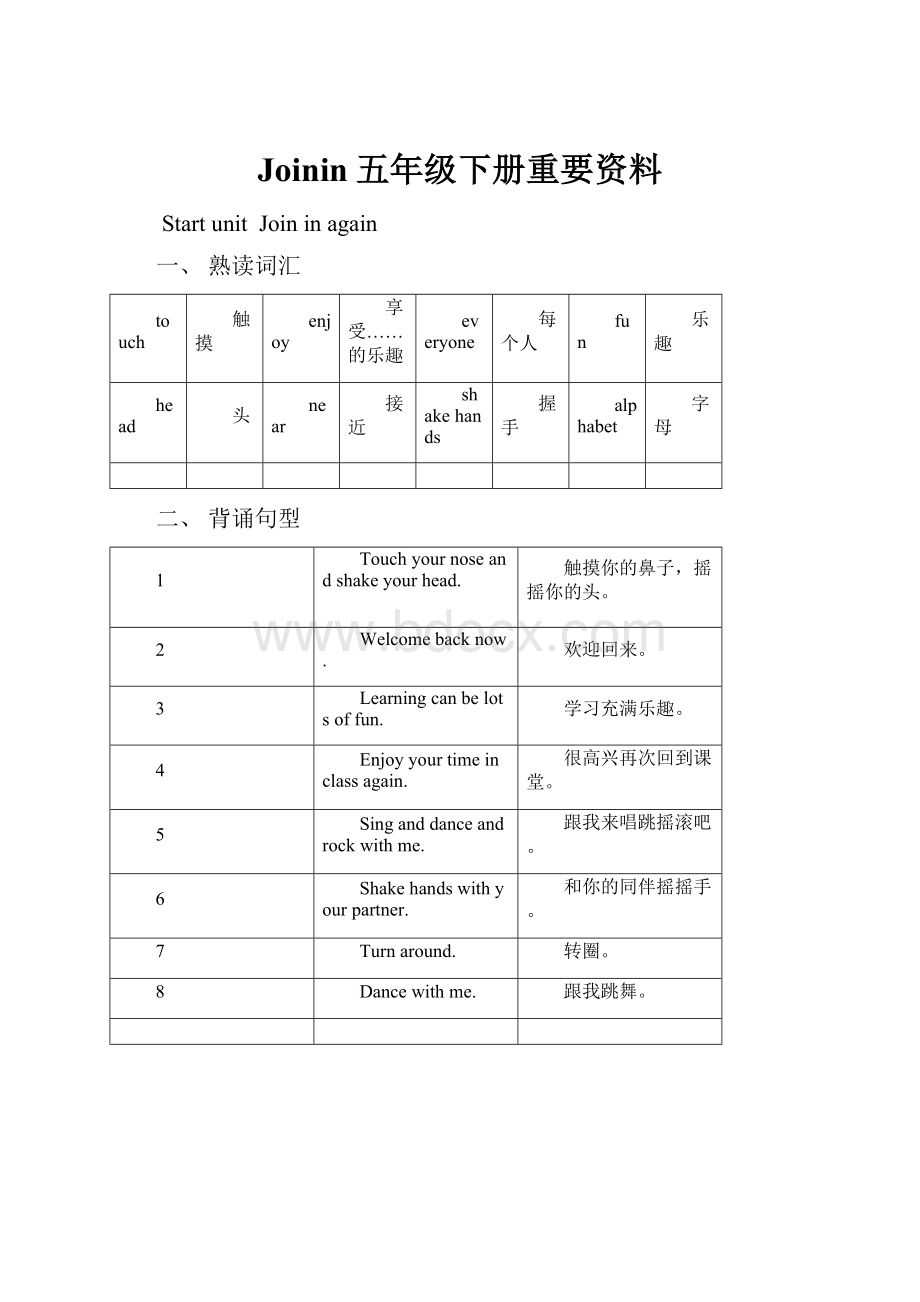 Joinin五年级下册重要资料.docx