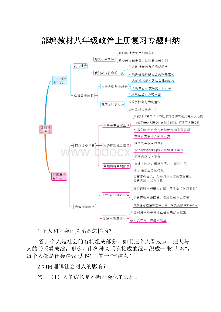 部编教材八年级政治上册复习专题归纳.docx_第1页