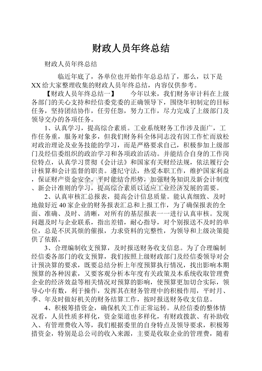 财政人员年终总结.docx