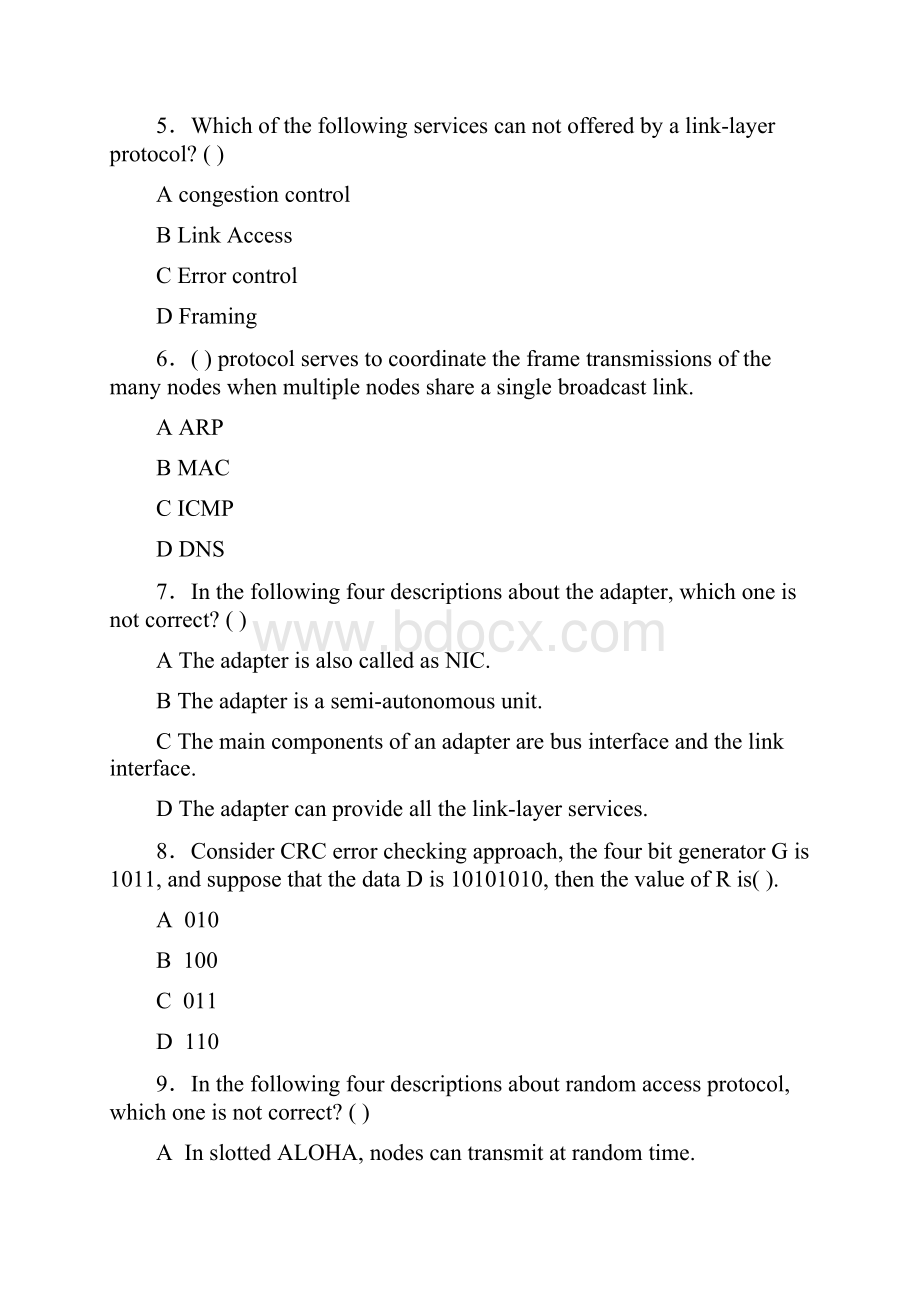 计算机网络英文题库附答案chapter5.docx_第2页